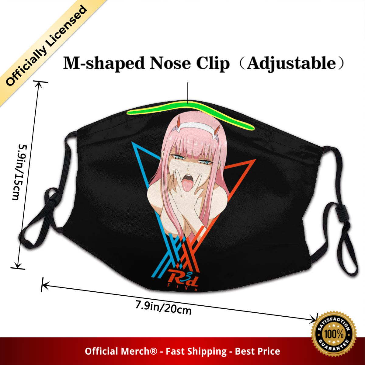 Darling In The Franxx Face Mask - Sexy Anime Girl Zero Two Ahegao Face Face Mask