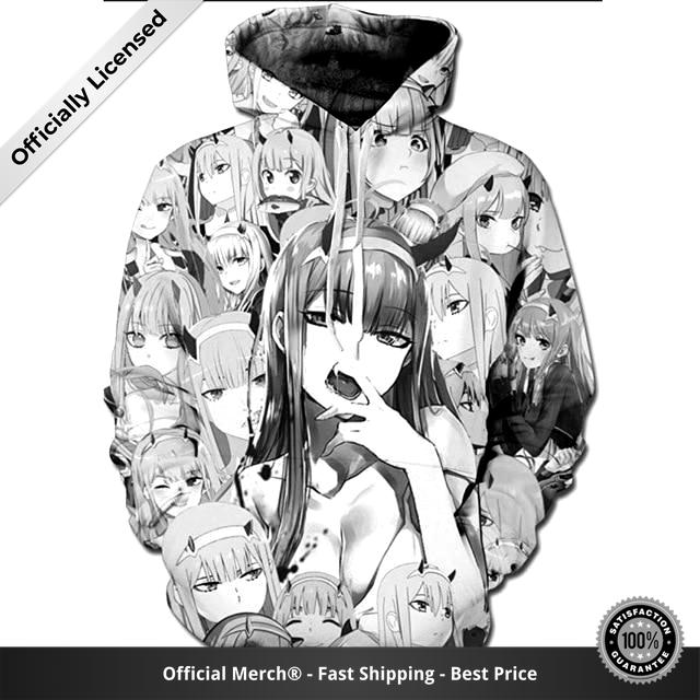 Darling In The Franxx Zero Two (002) Pink Girls Face Hoodie