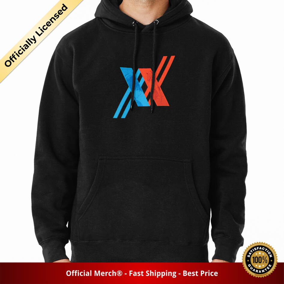 Darling In The Franxx Hoodie -  Logo, Hiro and Zero Two 002 Pullover Hoodie - Designed By Pong Lizardo RB1801